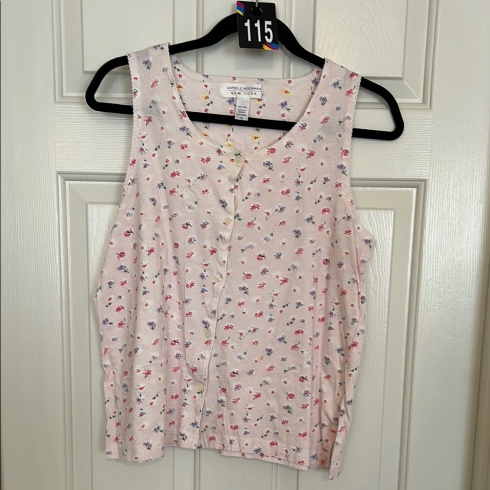 Carole Hickman Pink Sleeveless Relaxed Tank Top Pajama Sz M